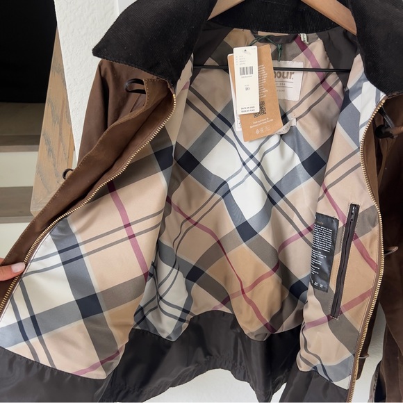 NWT Barbour Myra Waxed Cotton Duffle Jacket Coat in Brown - Picture 8 of 9